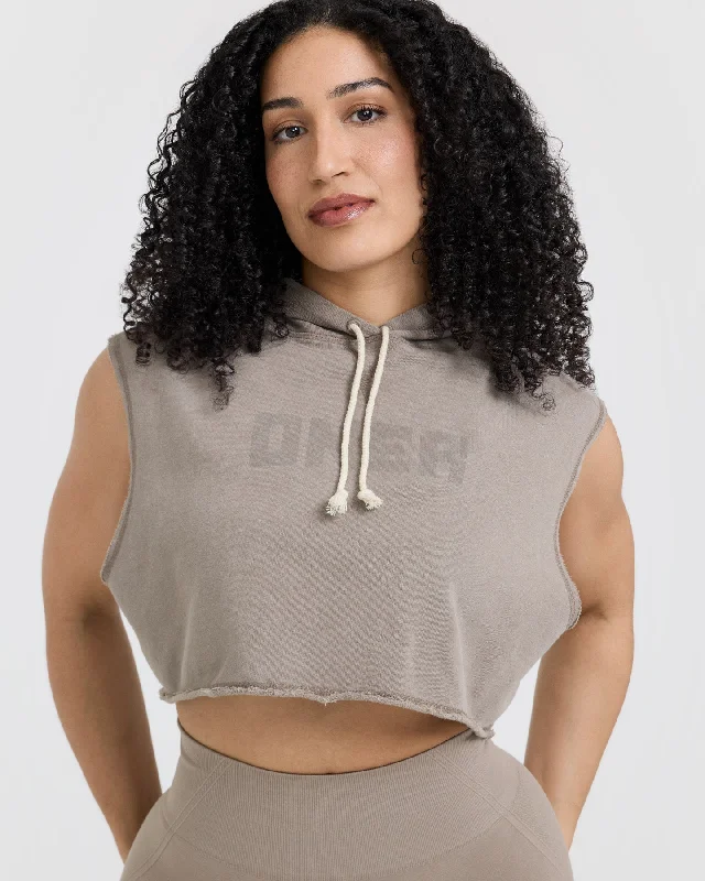 Raw Lounge Sleeveless Crop Hoodie | Minky