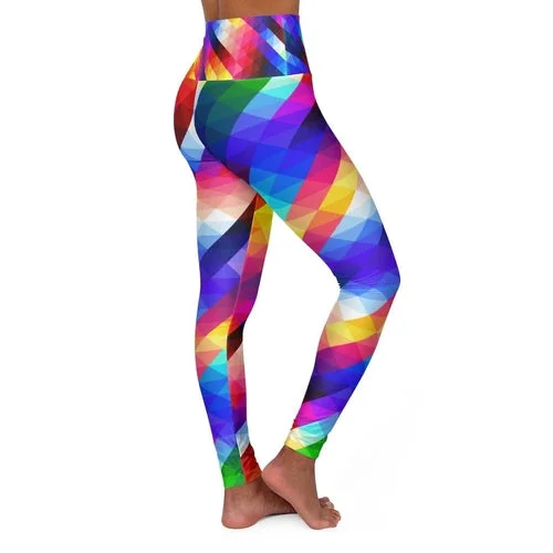 Womens High-waist Fitness Legging Yoga Pants, Multicolor Colorblock