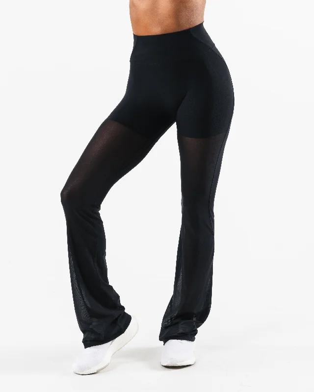 Mesh Astor Flared Pant - Black