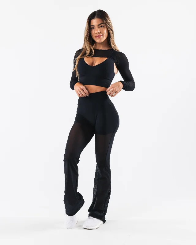 Mesh Astor Flared Pant - Black