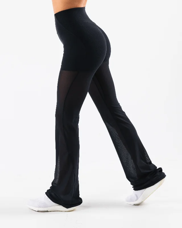 Mesh Astor Flared Pant - Black