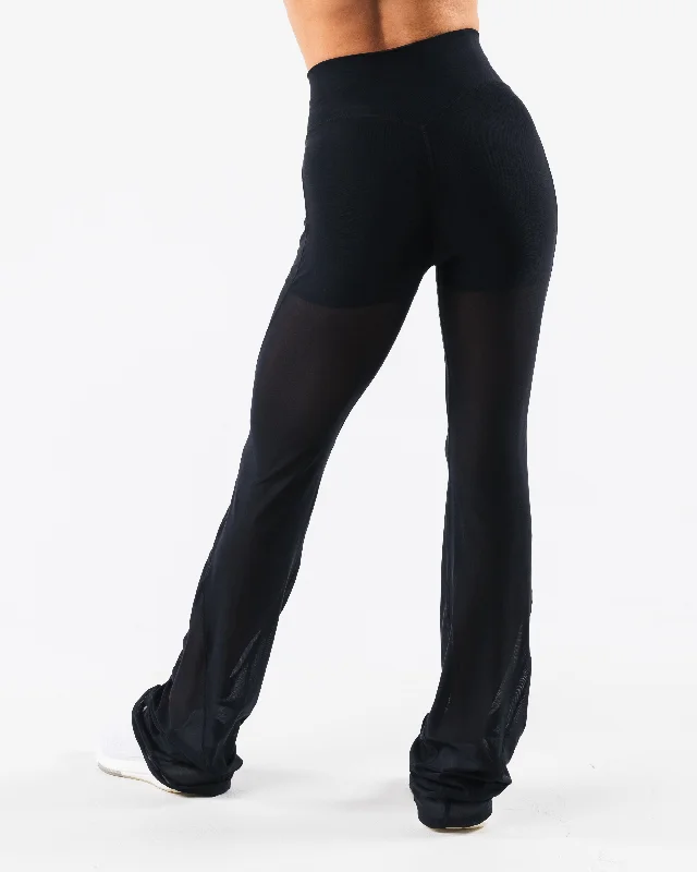 Mesh Astor Flared Pant - Black