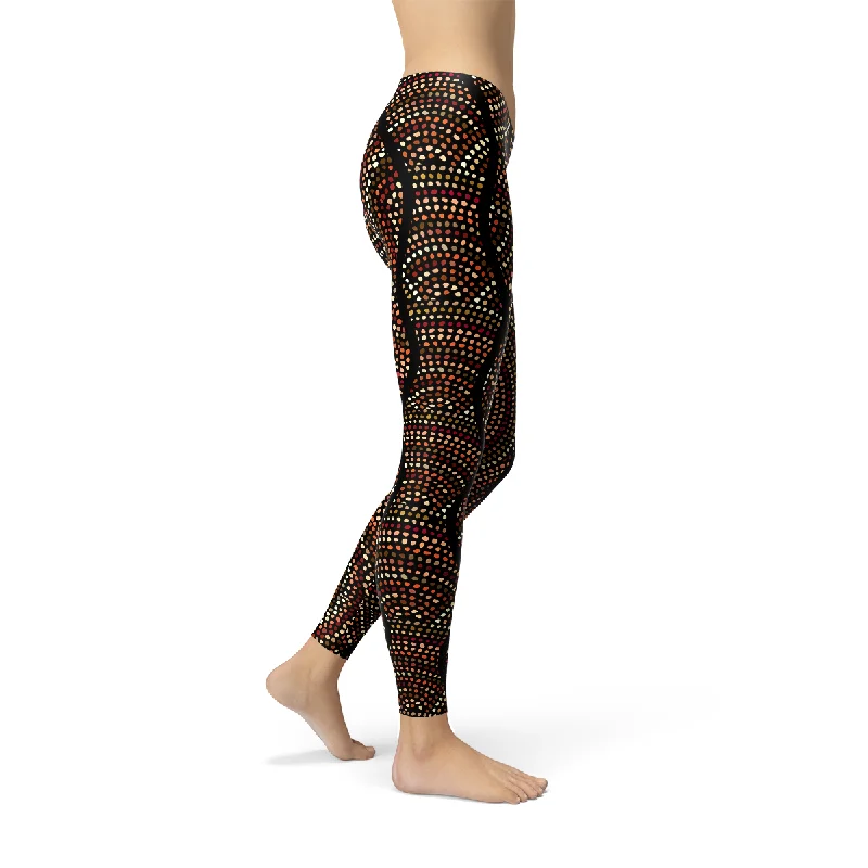 Womens Polka Dots Aboriginal Artwork Leggings (V2)