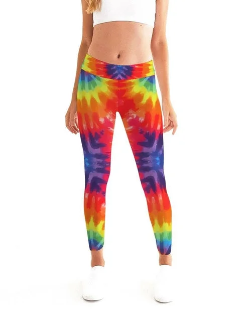 Womens High-waist Fitness Legging Yoga Pants, Peace Love Tie-dye