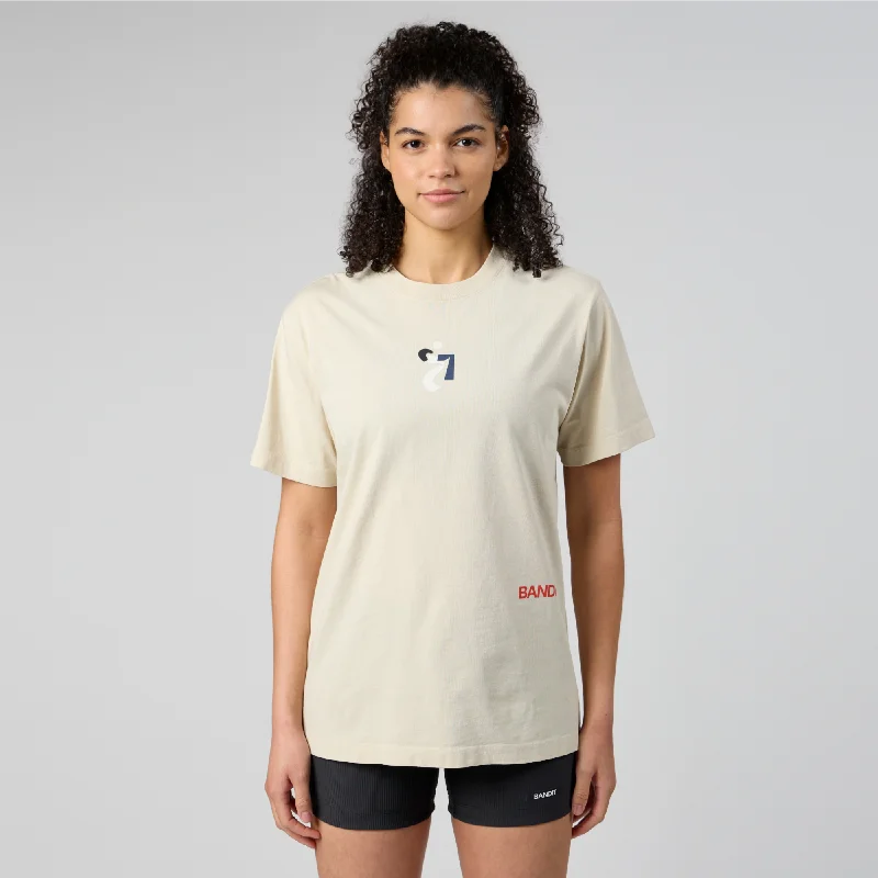 Abstract Multi-Runner Cotton Tee, Unisex - Champagne