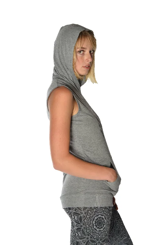 Sacred Geometry Owl on a Sleeveless Hoodie