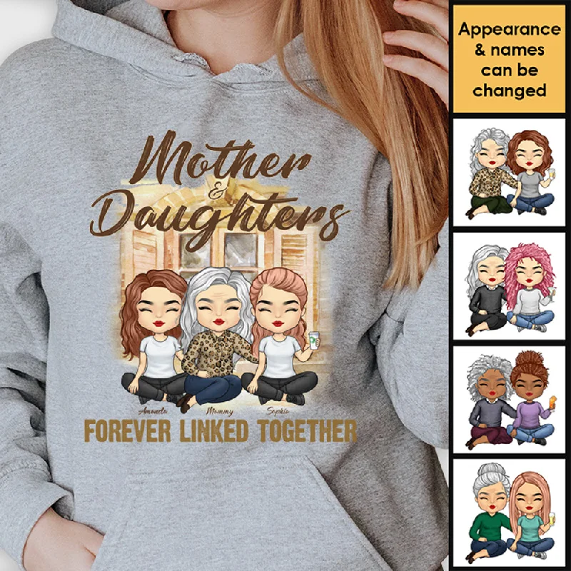 Mother & Daughters Forever Linked Together - Gift For Mom, Personalized Unisex Hoodie