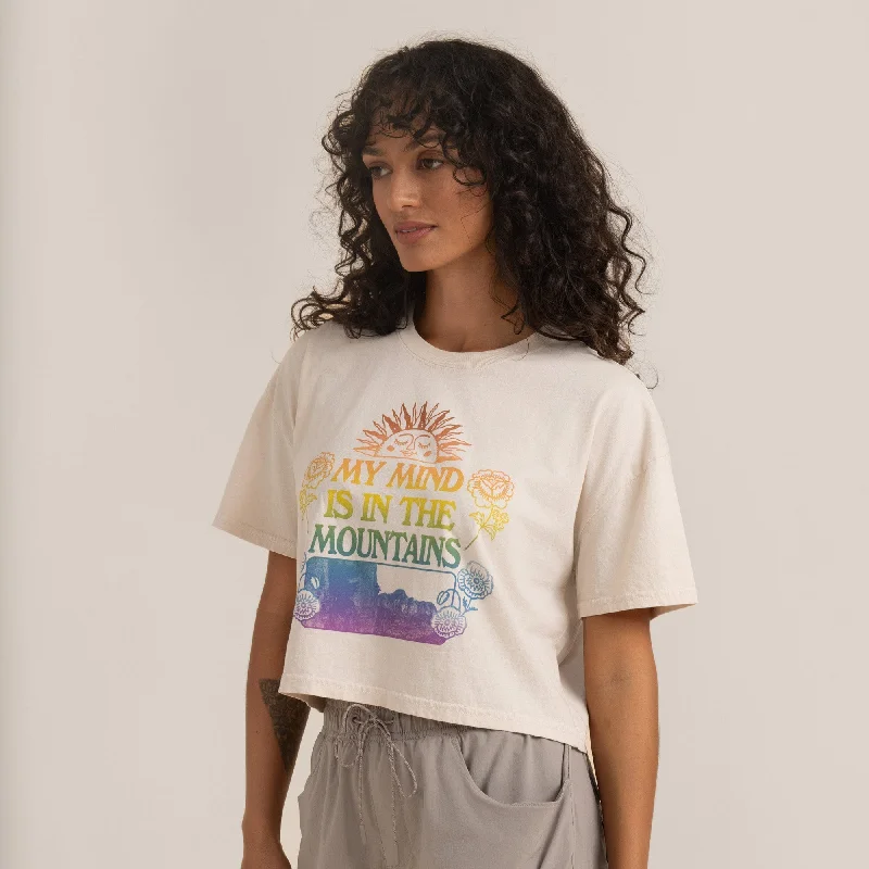 Mountain Cropped Boxy Premium Tee - Moon