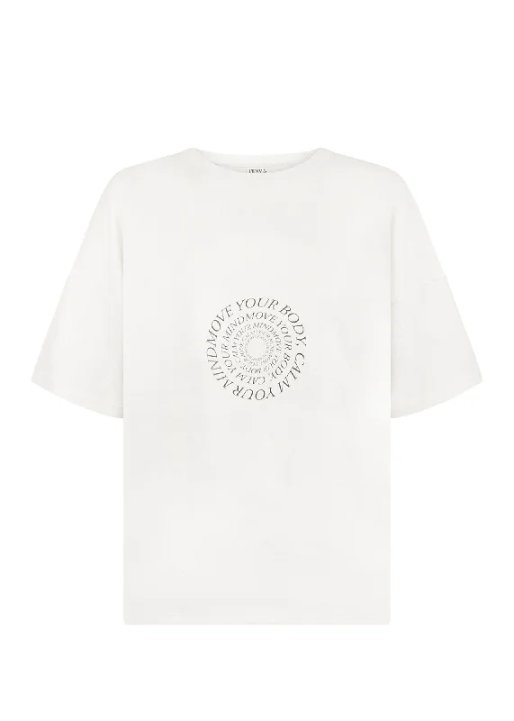 Oversized Hemp Circular Print T-Shirt - Raw/Dark Brown