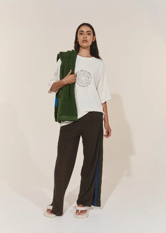 Oversized Hemp Circular Print T-Shirt - Raw/Dark Brown