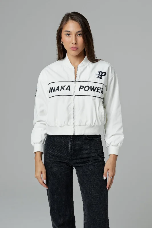 WOMEN'S CROPPED BOMBER - IVORY