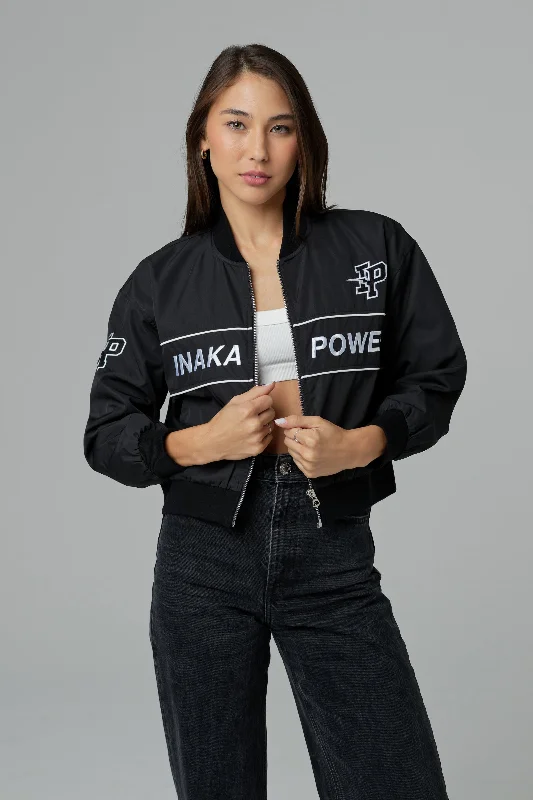 WOMEN'S CROPPED BOMBER - JET BLACK