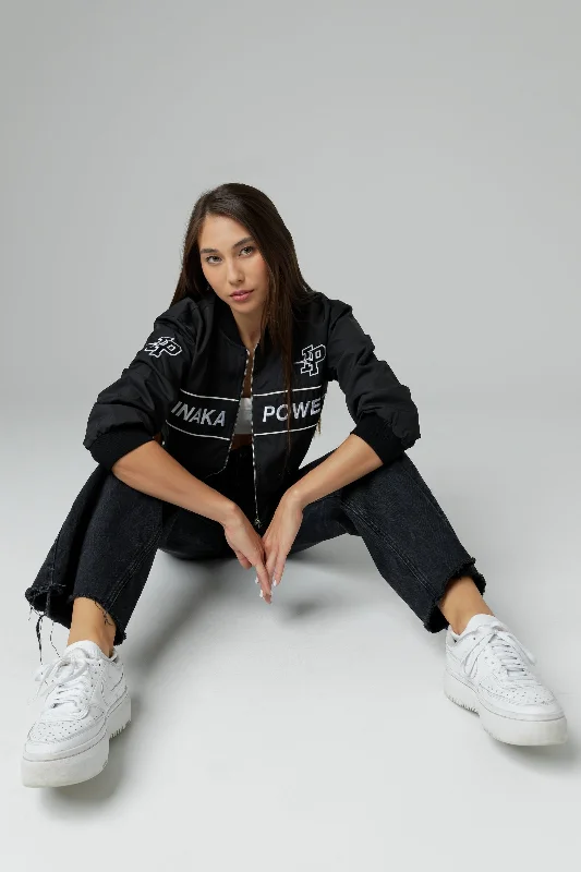 WOMEN'S CROPPED BOMBER - JET BLACK