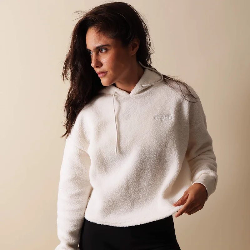 WOMEN'S SHERPA CROPPED PULLOVER HOODIE