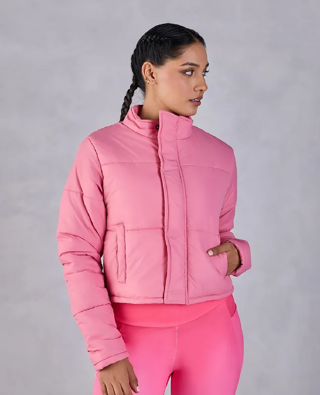 Cropped Puffer Jacket Pink