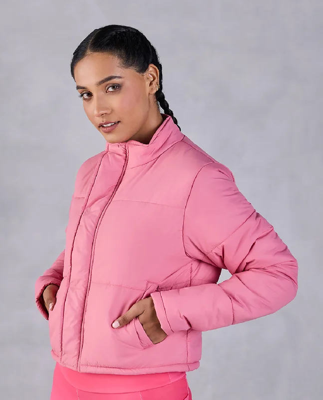 Cropped Puffer Jacket Pink