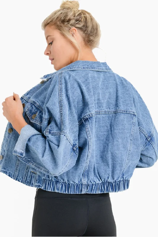 Mono B Crop Raw Edge Denim Jacket KJ11158