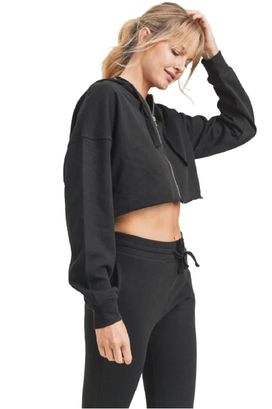 Mono B French Terry Cropped Zip Up Hoodie 9755