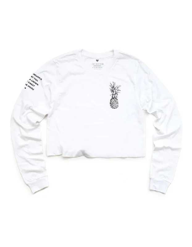 Pineapple Logo Crop Long Sleeve -  White