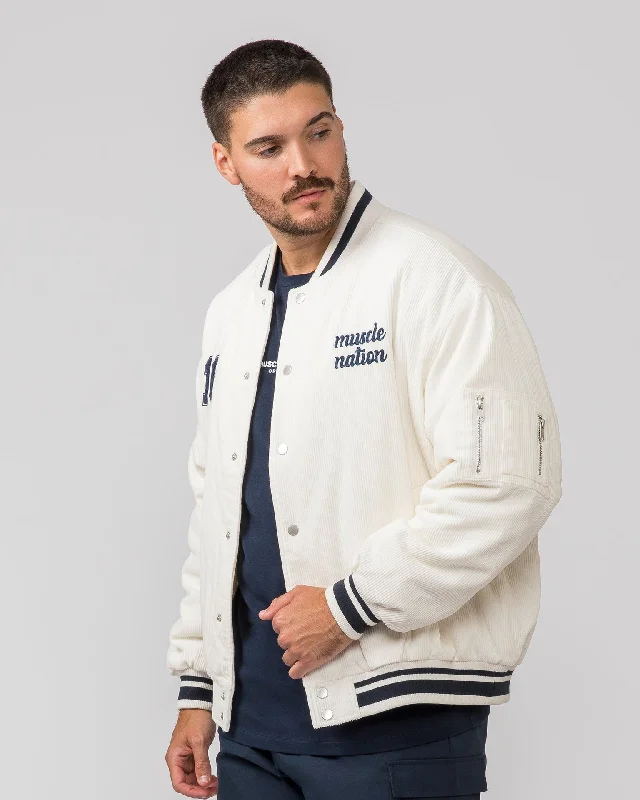 Retro Cord Bomber Jacket - Travertine