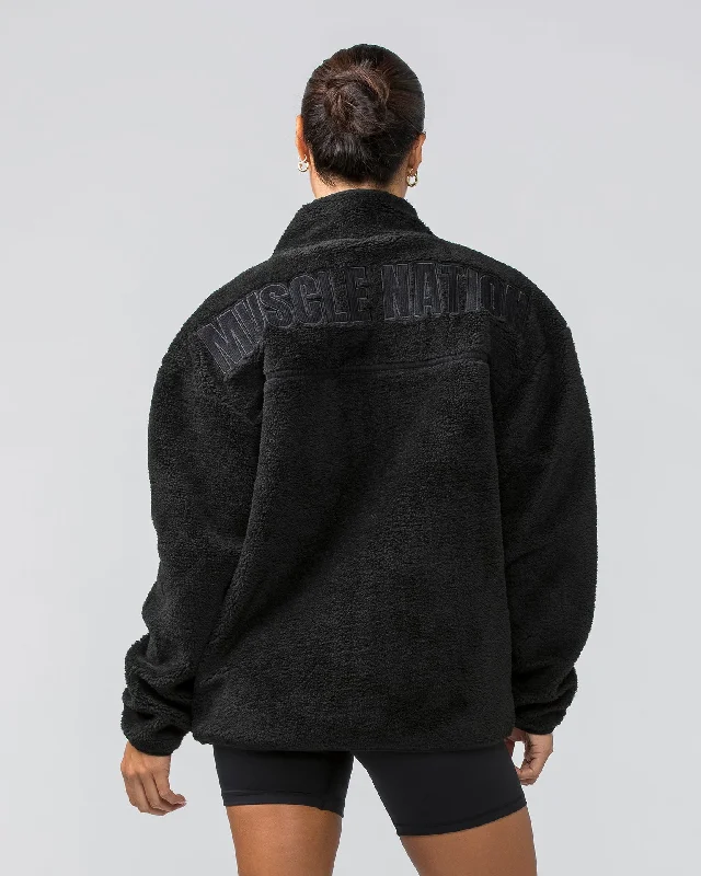 Sherpa Zip Through Jacket - Black