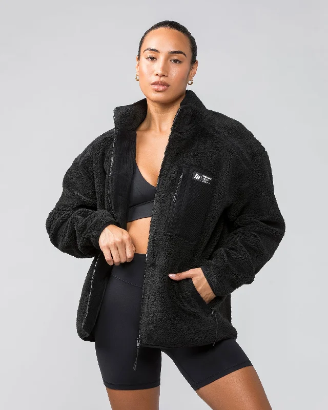 Sherpa Zip Through Jacket - Black