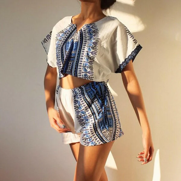 Women African Dresses National Costumes Printing Sport Suit