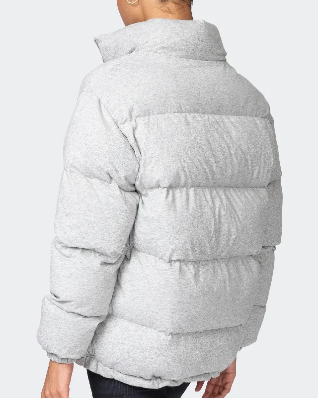 Womens Muse Oversized Puffer Jacket - Light Grey Marl