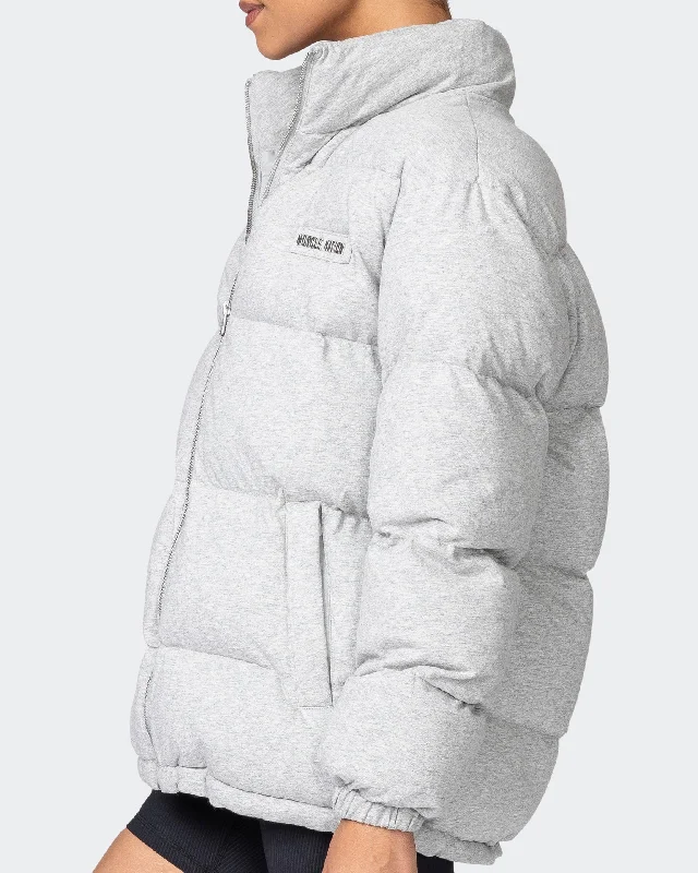 Womens Muse Oversized Puffer Jacket - Light Grey Marl