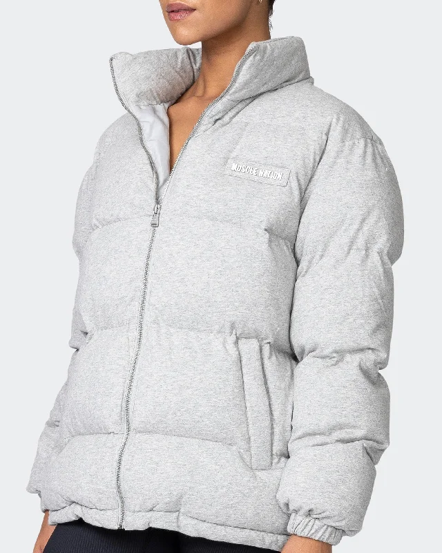 Womens Muse Oversized Puffer Jacket - Light Grey Marl