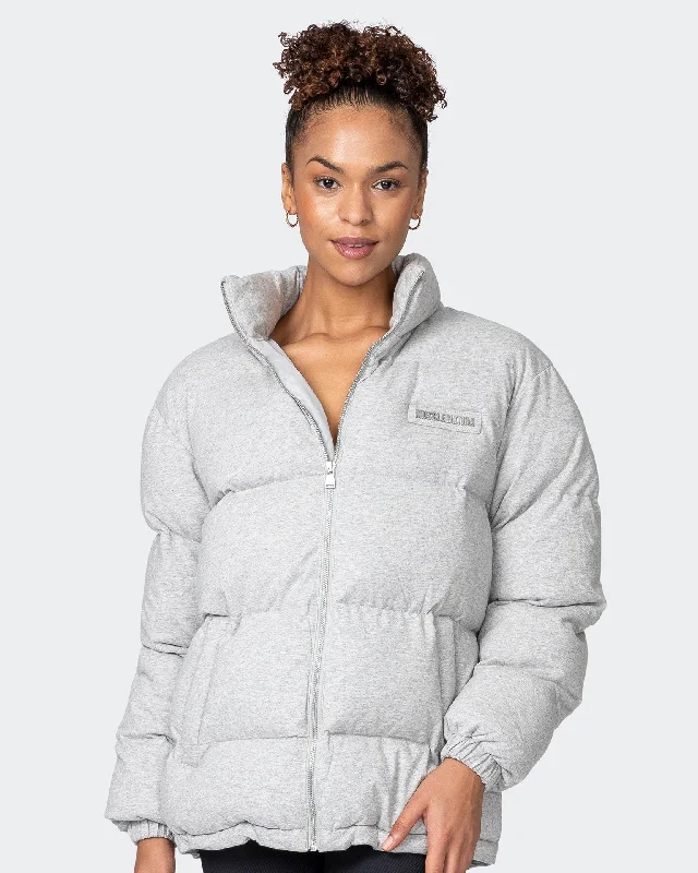 Womens Muse Oversized Puffer Jacket - Light Grey Marl