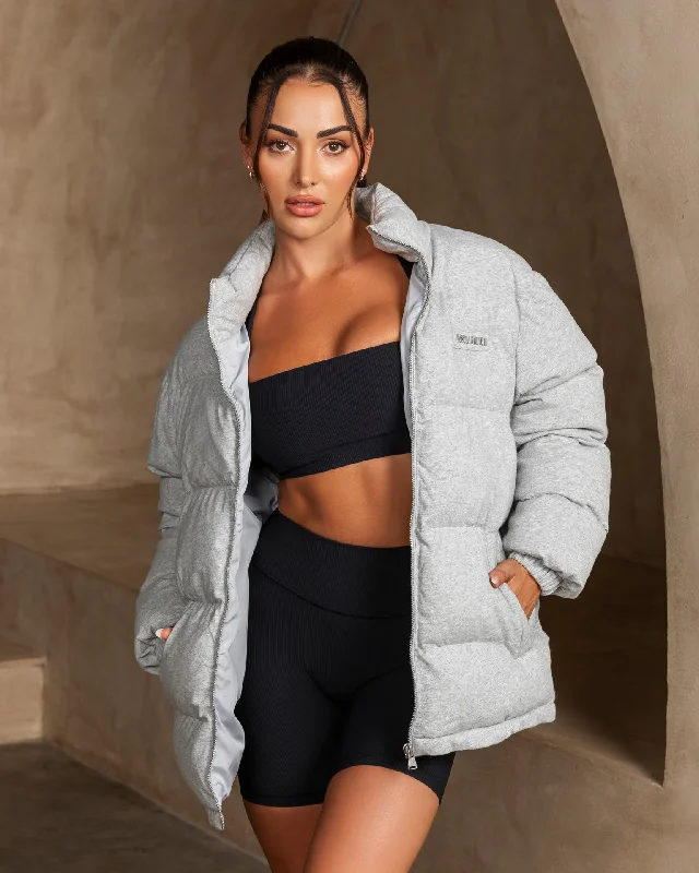 Womens Muse Oversized Puffer Jacket - Light Grey Marl