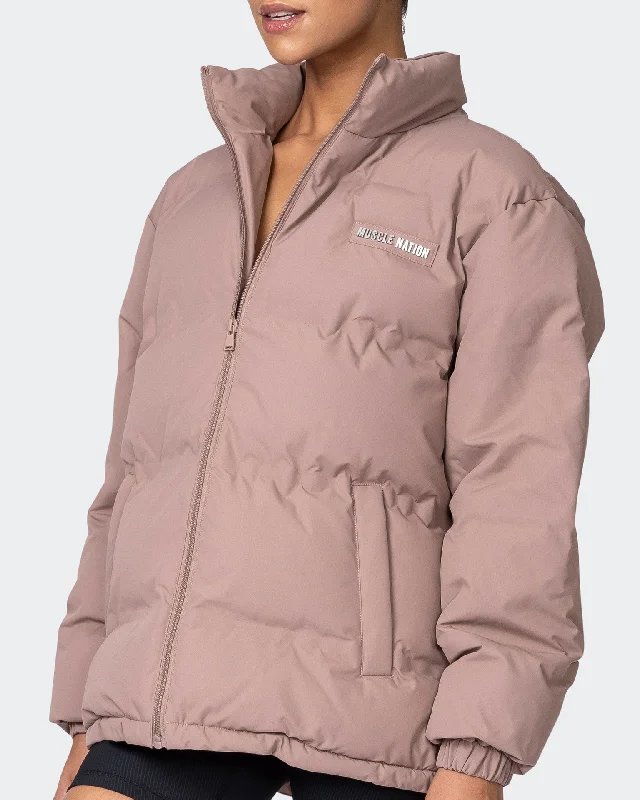 Womens Staple Oversized Puffer Jacket - Praline