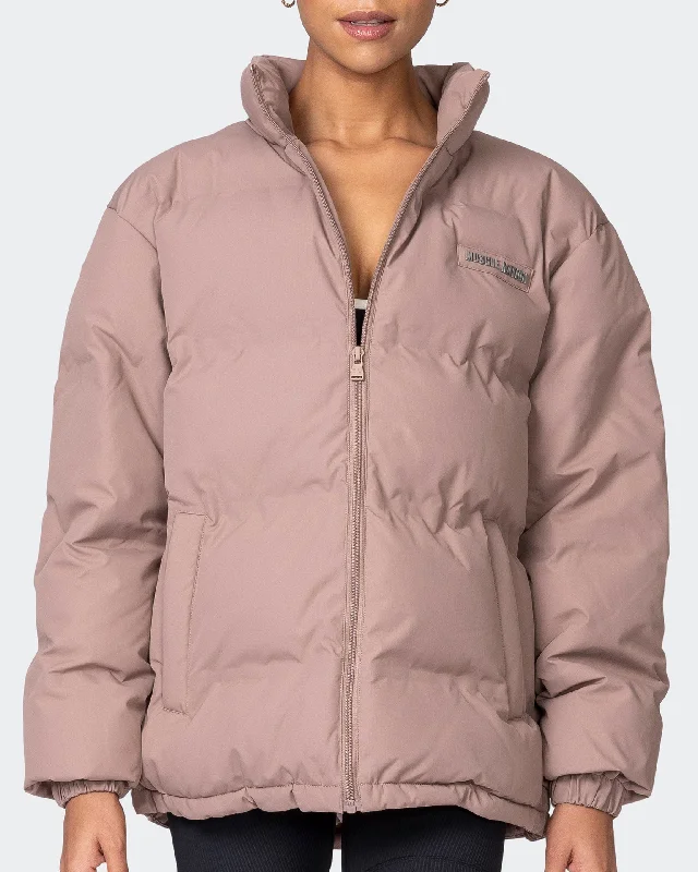 Womens Staple Oversized Puffer Jacket - Praline