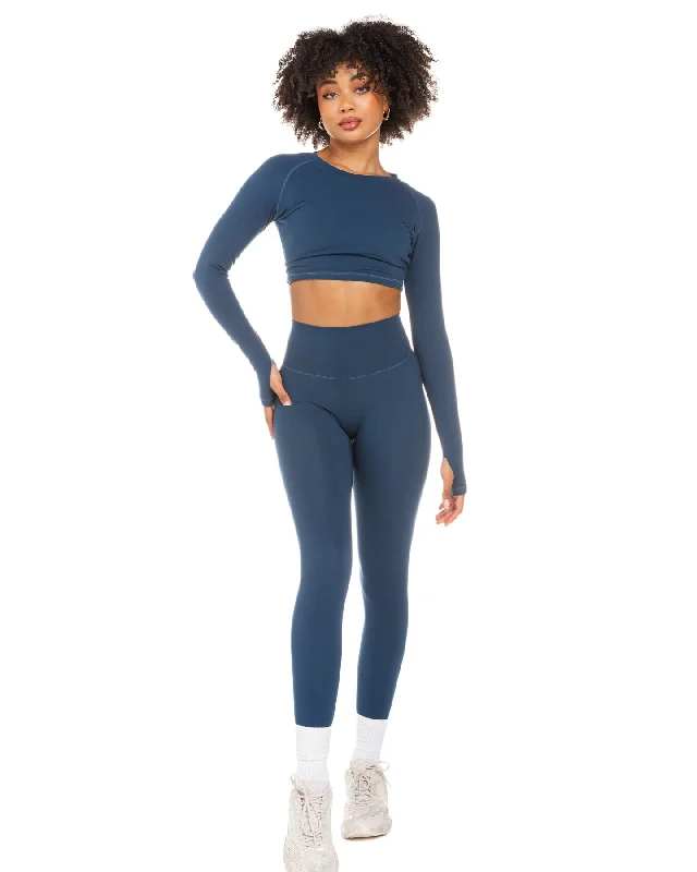 Aura Crop Long Sleeve - Navy