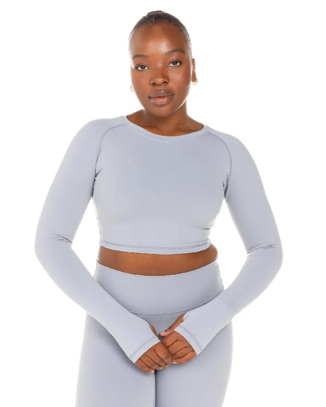 Aura Crop Long Sleeve - Steel Grey