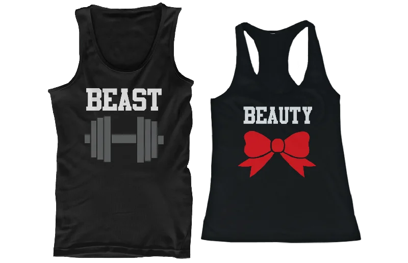 Beauty Beast Couple Tank Tops Funny Mtaching Work out Tanks For Couples