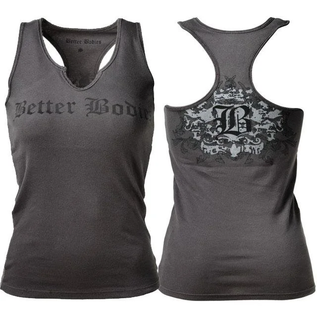 Better Bodies V-Neck Cut Rib Tank - Wash Grey