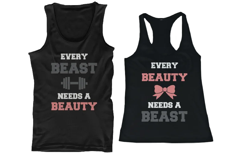 Beauty and Beast Need Each Other His and Her Matching Couple Tank Tops