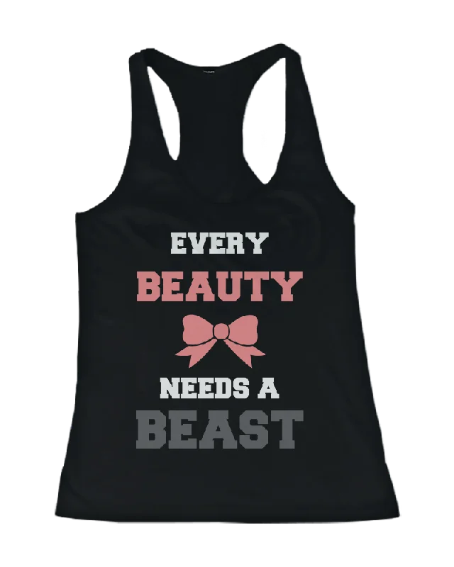 Beauty and Beast Need Each Other His and Her Matching Couple Tank Tops