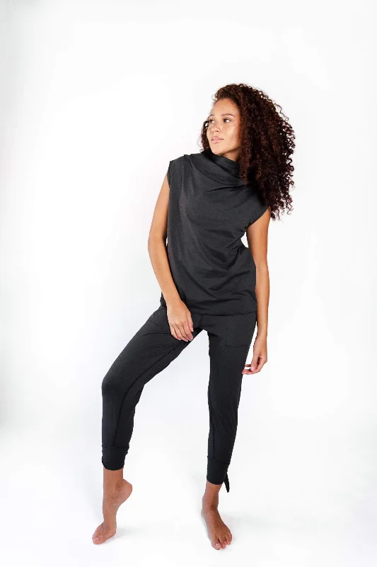 Goddess Cowl Tank in Jet Black