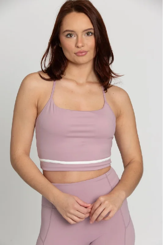 Mauve Mist White Line Crop Tank