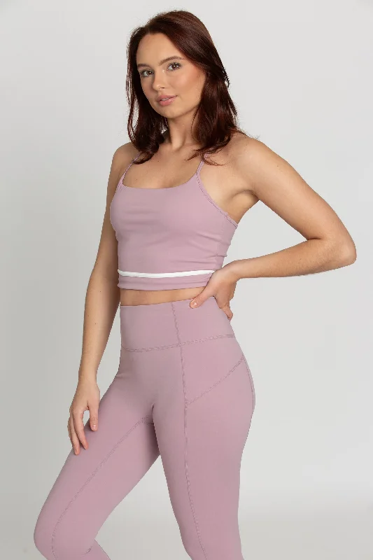 Mauve Mist White Line Crop Tank