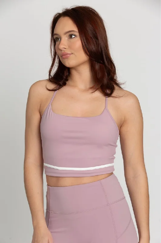 Mauve Mist White Line Crop Tank