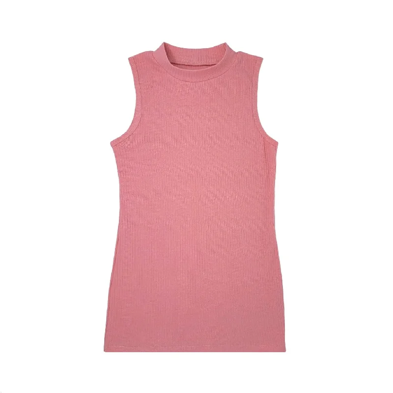 Mock Neck Tank Top | Cotton Blend Assorted Colors | Women