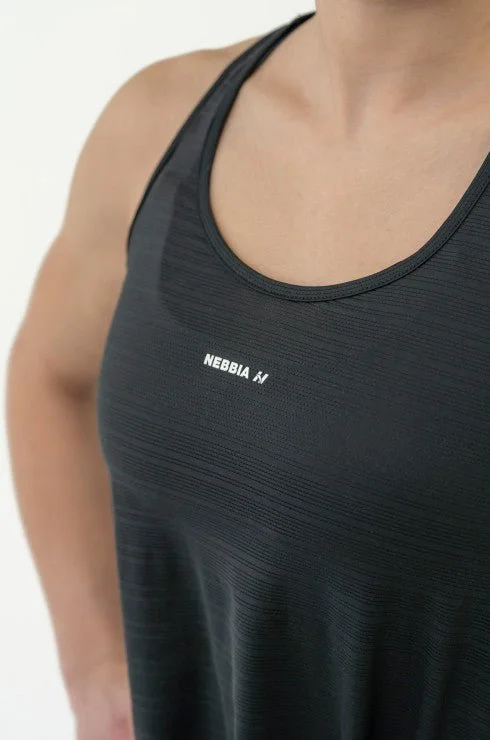 Nebbia Fit Activewear Tank Top Airy with Reflective Logo - Black