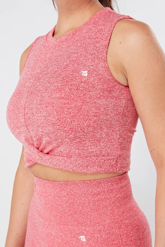 Twill Active Seamless Marl Laser cut Vest - Pink