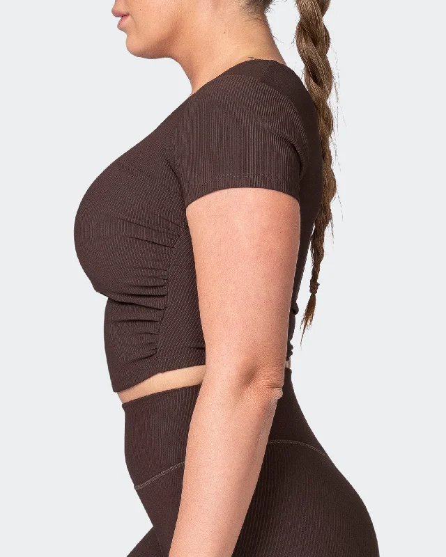 Rival Cropped Rib Top - Cocoa