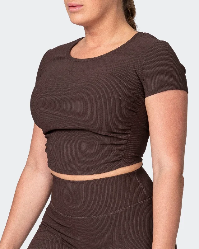 Rival Cropped Rib Top - Cocoa