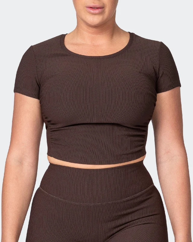 Rival Cropped Rib Top - Cocoa